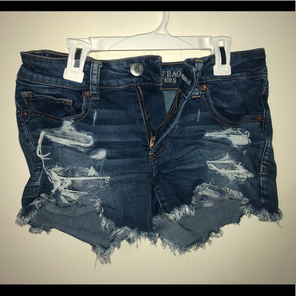 Distressed midi shorts